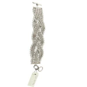 Cara New York Silver Crystal Braided Statement Toggle Bracelet 8.25”